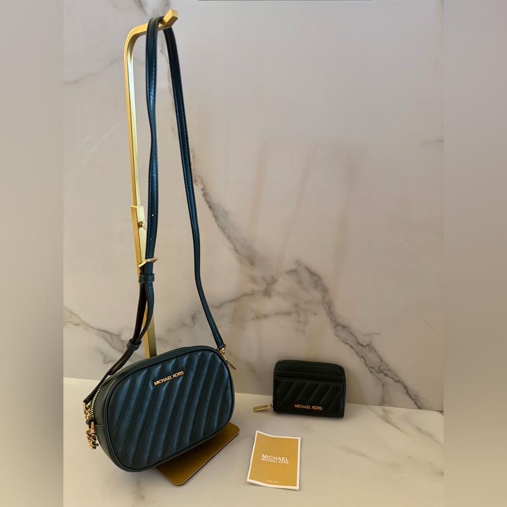 Michael Kors Racing Green Crossbody Bag and wallet